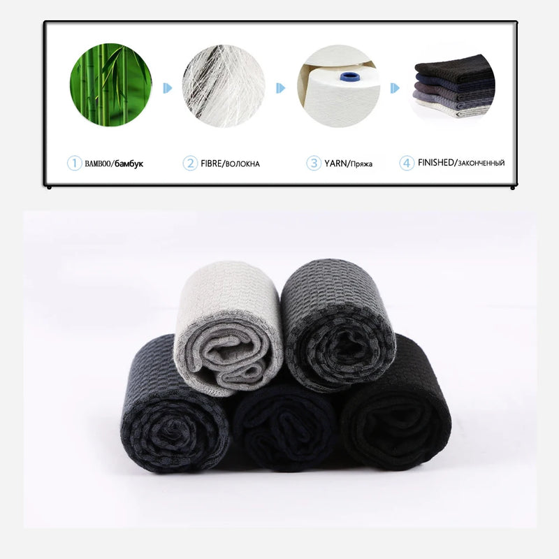 10 Pairs High Quality Bamboo Fiber Men's Socks Business Breathable Deodorant Compression Socks Men Long Big Size EUR 38-46