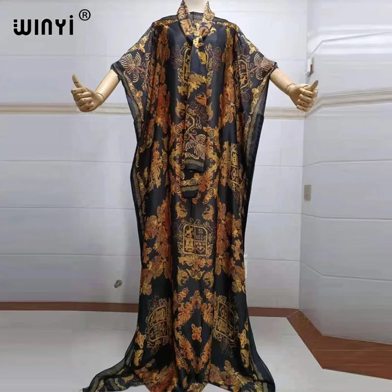 2022 beach cover ups for women Print Bohemia Hijab Loose Elegant Muslim Abaya dress new Broder Riche Sexy Lady Party maxi beach