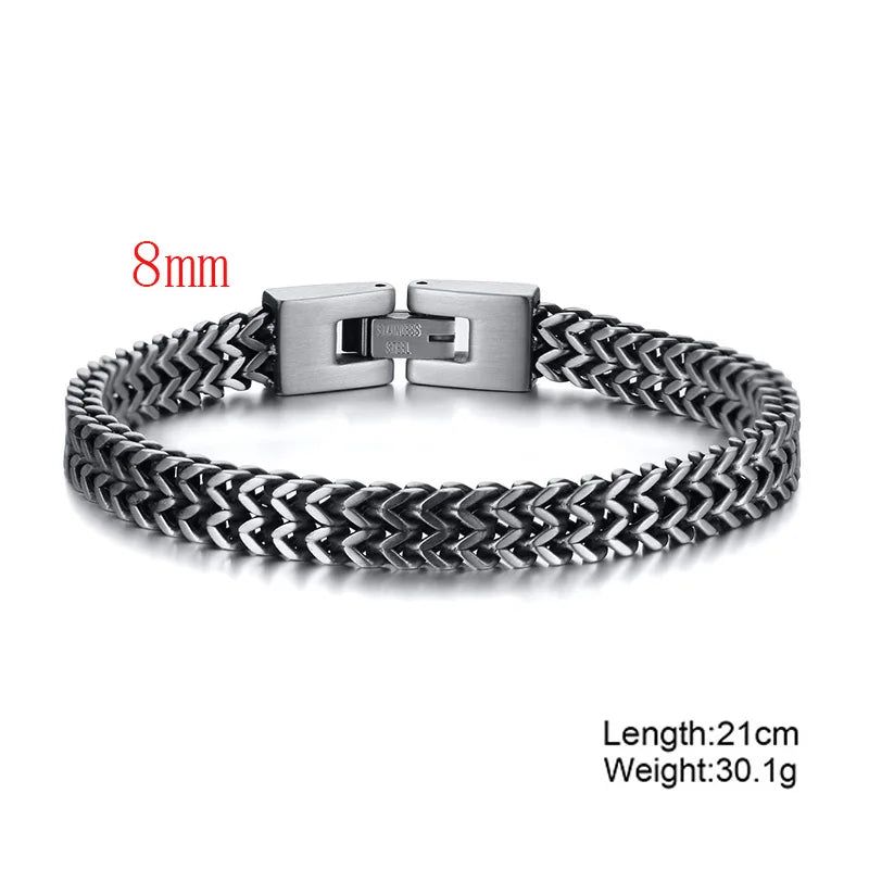 Stylish Stainless Steel Bali Foxtail Chain Bracelet for Men,Double Franco Link Chain Bracelets,Male Jewelry Gift for Dad Son