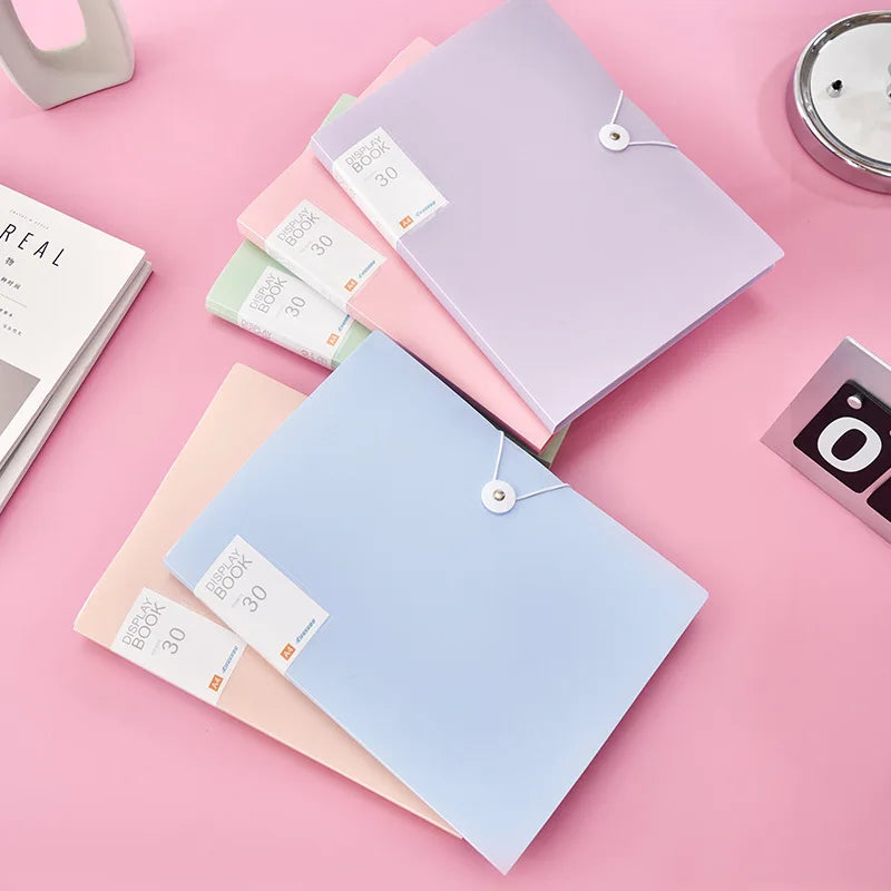 A4 30/60/80/100 Pages Plastic Budget Binder File Folder  Documents Booklet Leaflet Student Office Desk Supplies Organizer