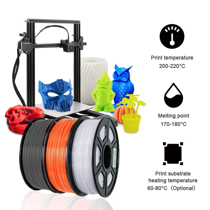 SUNLU PETG 3D Filament 1KG Biodegradable 1.75MM 10Rolls Bright Color Good Toughness Excellent Acid Alkali Weather Resistance