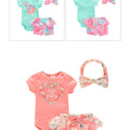 0 to12M 3-Pack Bodysuits Sets For Girls Newborn Short Sleeve Rompers Cotton Clothes Infants Summer One Piece Costume Bebe Outfit