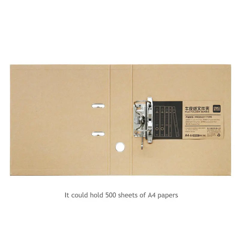 Deli Large Ring Binder A4 File Folder Kraft Paper Archivador Anillas A4 Folder For Documents Organizer Big Ring Binder Folder A4