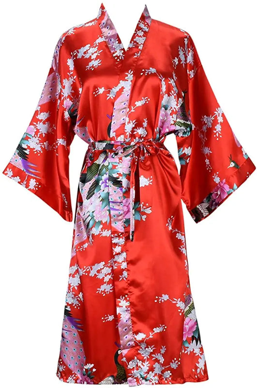 Silk Satin Wedding Bride Bridesmaid Robe Floral Bathrobe | SAMAG
