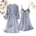 Pajama Set Women Lace Trim Satin Sleepwear Pyjamas | SAMAG