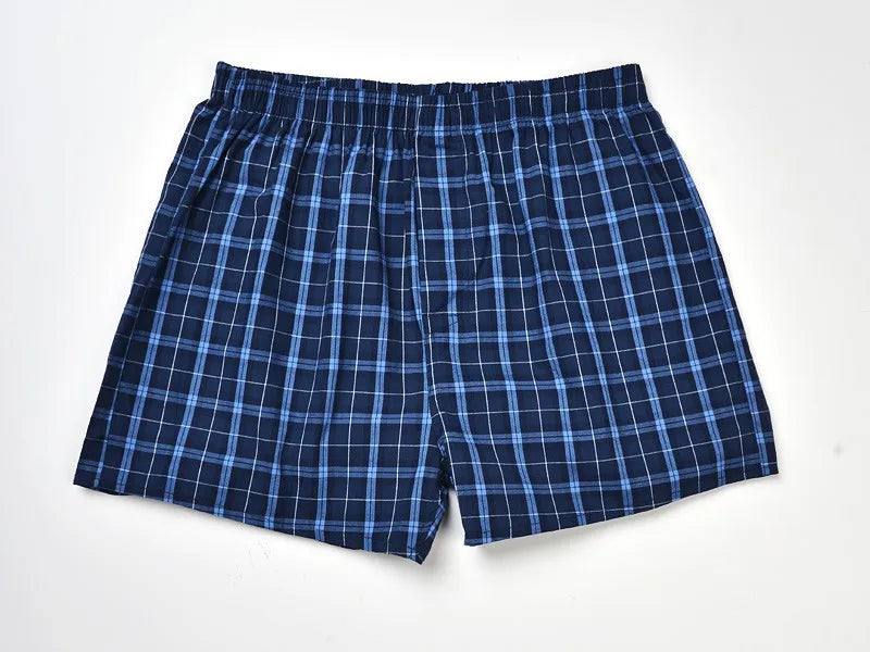 4 Pcs/Lot Men Plaid Underpants Boxers 100% Cotton Shorts Underwear Male High Quality Loose Comfortable Sleep Bottoms Panties