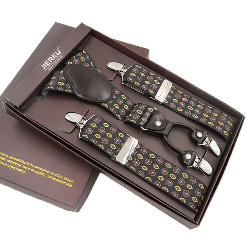 Man Suspenders Fashion Braces Adjustable 4 Clips Leather Belt Strap Tirante Trousers Suspensorio Father - Visuel 18 | SAMAG