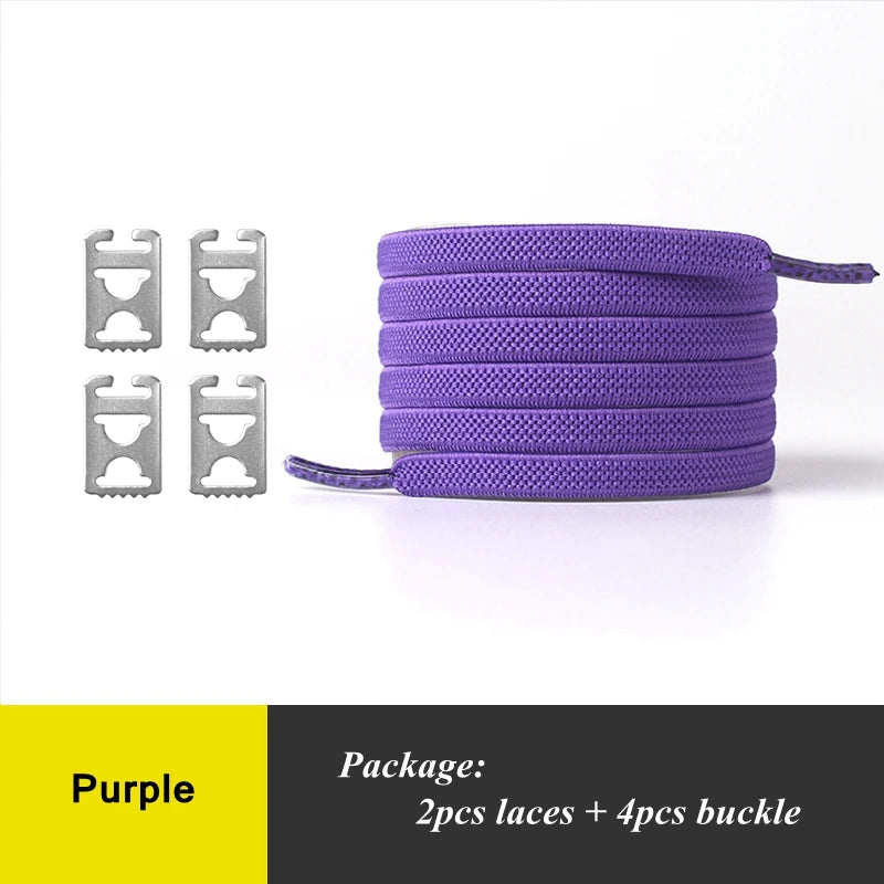 1Pair No Tie Shoelaces Elastic Shoelaces Kids Adult Quick Lazy Laces Flats Rubber Sneakers Running Shoelace 24 Colors
