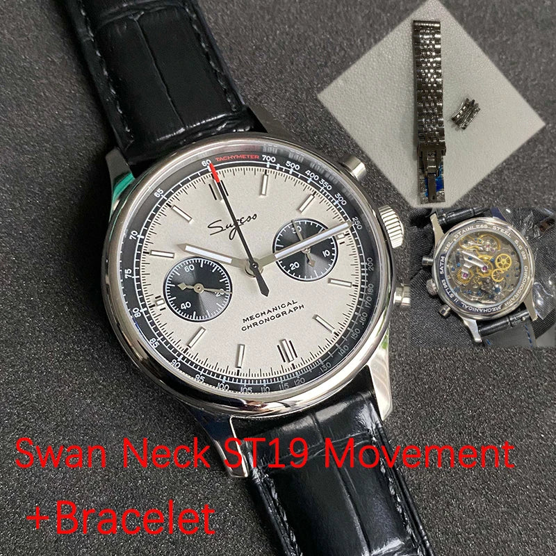 Limited Edition Official Pilot Mechanical Watch Chronograph ST19 Original Military 40MM Men Wristwatch - Visuel 10 | SAMAG