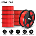SUNLU PETG 3D Filament 1KG Biodegradable 1.75MM 10Rolls Bright Color Good Toughness Excellent Acid Alkali Weather Resistance
