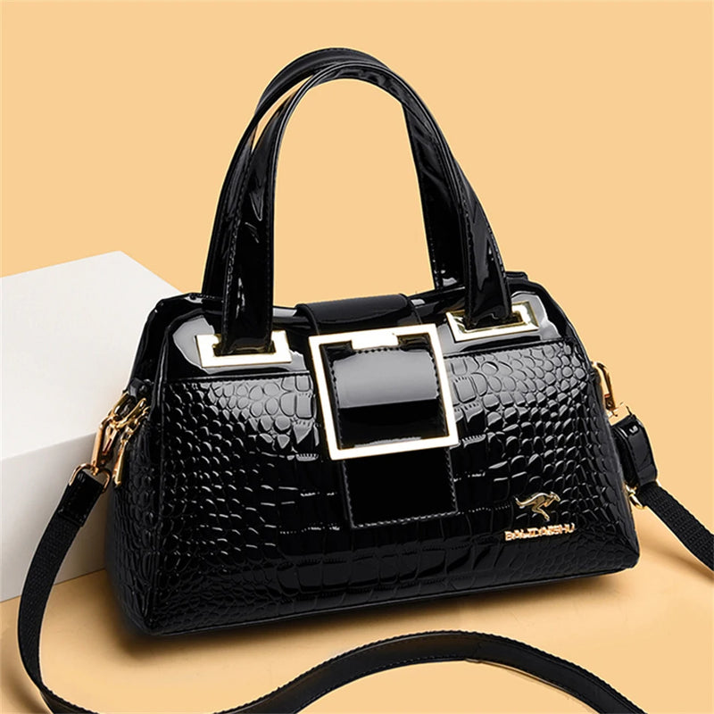 2 Layer Large Capacity Tote Bag Luxury Handbags Women Bags Designer Crocodile Pattern Ladies Boston Shoulder Bag High Quality