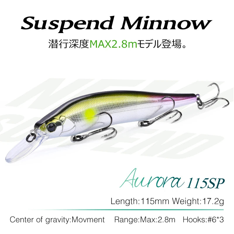 TSURINOYA 115mm 17.2g Suspending Minnow Fishing Lure - View 3 | SAMAG