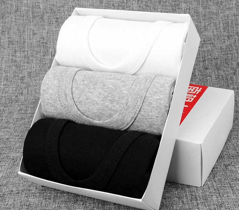 3pcs/lot Man's 100% Cotton Solid Seamless Underwear Brand Clothing Mens Sleeveless Tank Vest Comfortable Undershirt Undershirts