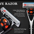 Qshave Black Spider Man Manual Shaving Razor Germany X5 Blade with Trimmer Blade, 4 & 8 &16 Cartridges Choice