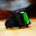 BEIER Stainless steel Cool Unique Black Stone Ring Titanium Steel Retro Old Totem Jewelry For Man Factory Price Sale BR8-334