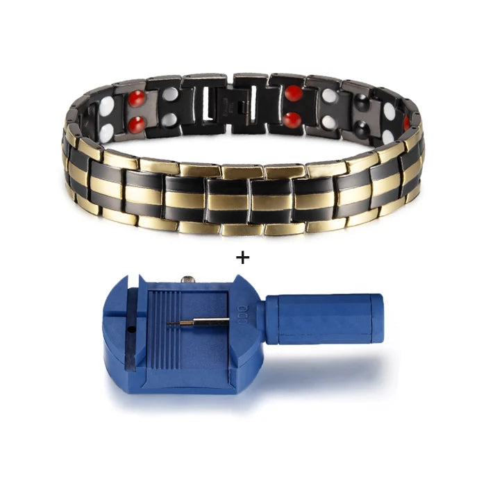 Black Bracelet Men Hand Chain Waterproof Health Germanium Magnetic Therapy Bracelet Male Benefits Stainless Steel Bracelets Mens