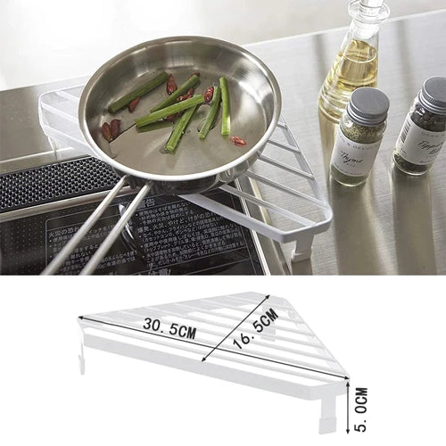 Kitchen triangle pot rack shelf floor corner dish cover storage stove - View 7 | SAMAG