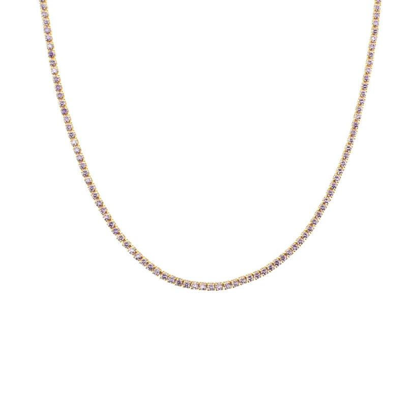 ANDYWEN 925 Sterling Silver 1.5mm Tennis Zircon Charm Long Chain Necklace Rock Punk Fashion Fine Jewelry Gift Wedding Party