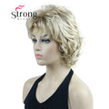 StrongBeauty Short Wig Soft Tousled Curls Blonde Highlights Full Synthetic Wigs COLOUR CHOICES