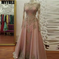 Customized Elegant Long Sleeves Evening Gowns Neck | SAMAG