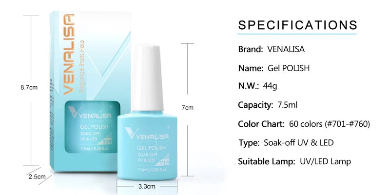 VENALISA Non Cleansing Topcoat Nail Art 7.5ml Soak off Base Coat Foundation No Wipe Top Coat Nail Gel Funny Bunny Gel Varnish