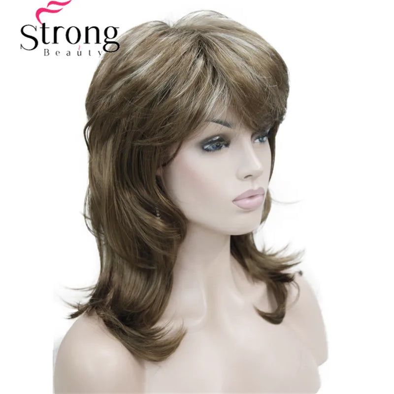 StrongBeauty Long Shaggy Layered Ombre Blonde Classic Cap Full Synthetic Wig Women's Wigs COLOUR CHOICES