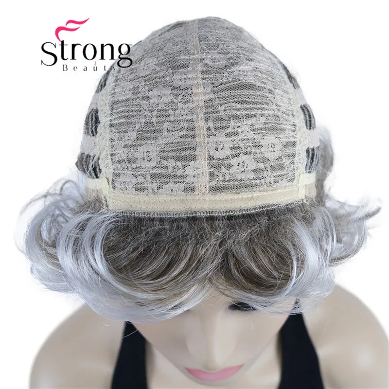 StrongBeauty Short Wig Soft Tousled Curls Blonde Highlights Full Synthetic Wigs COLOUR CHOICES