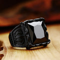 BEIER Stainless steel Cool Unique Black Stone Ring Titanium Steel Retro Old Totem Jewelry For Man Factory Price Sale BR8-334