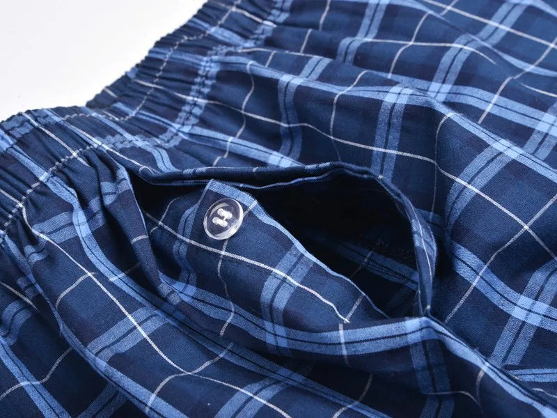 3Pcs/Lot Men Boxer Plaid Underpants 100% Cotton Underwear Male Sleep Bottoms Shorts Brand Top Quality Loose Homewear Oversize