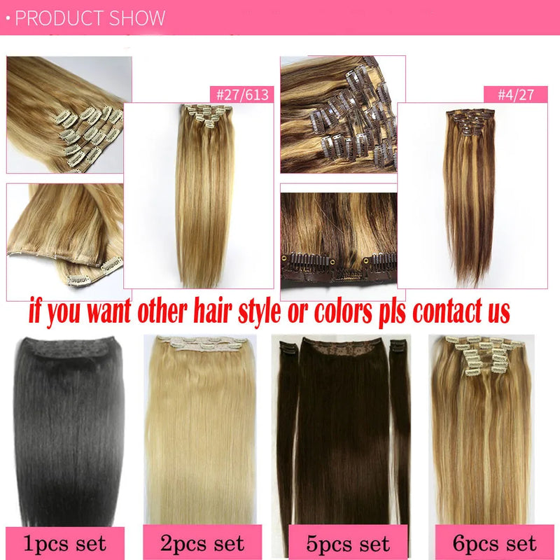 ZZHAIR Clip In 100% Human Remy Hair Extensions 16"-28" 8Pcs Set 100g-160g Full Head Body Wavy Natural