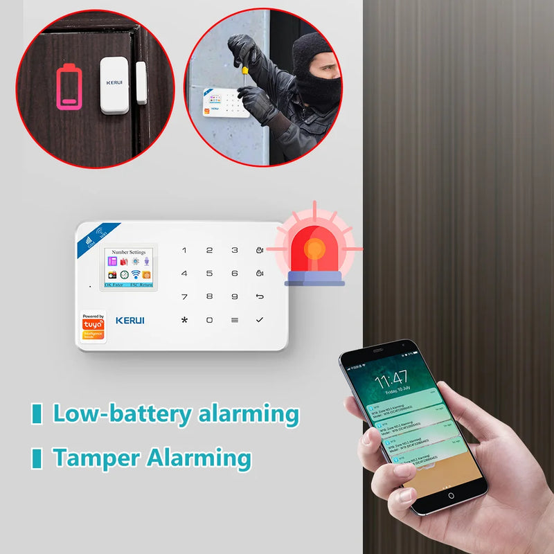 KERUI W181 WIFI GSM Alarm System Kit with Door/Window Sensor for Home Security Support Alexa Tuya Smart APP Remote Control