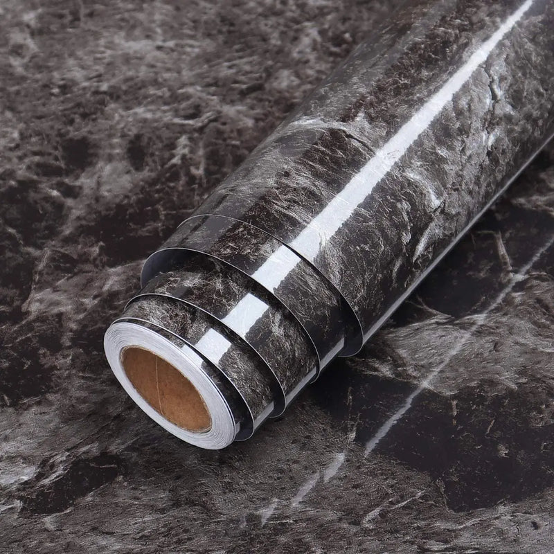 Marble Wallpaper Oilproof Waterproof Wall Sticker Vinyl Self Adhesive Kitchen Stove Cabinet Home Decorative Sticky Paper Decal
