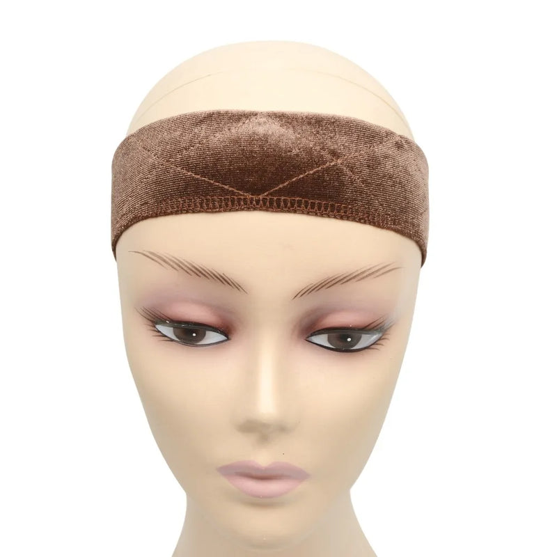 Flexible Velvet Wig Grip Scarf Comfort Head Band Adjustable Fastern Wig Beige , Dark Brown ,Brown, Black