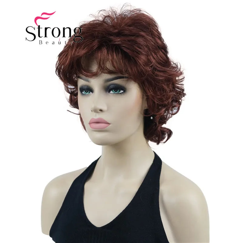StrongBeauty Short Wig Soft Tousled Curls Blonde Highlights Full Synthetic Wigs COLOUR CHOICES