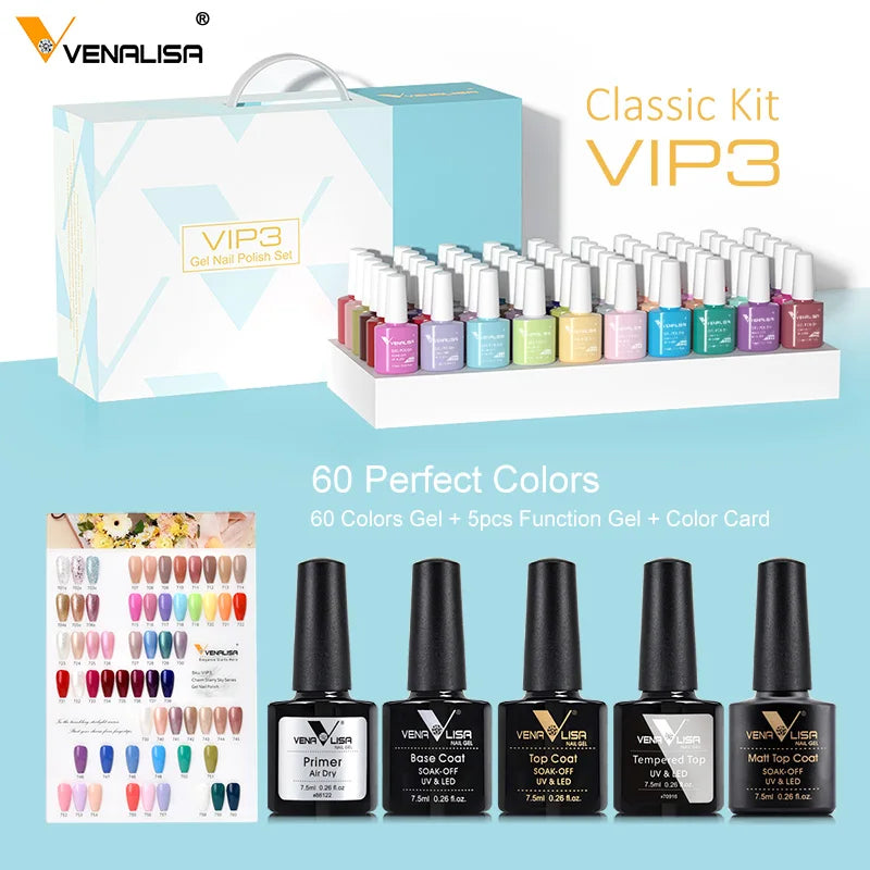 VENALISA VIP4 Kit Nail Gel Polish TPO FREE Full Coverage 36/60 Color Gel Pigment Professional Nail Art Long-lasting Gel Varnish