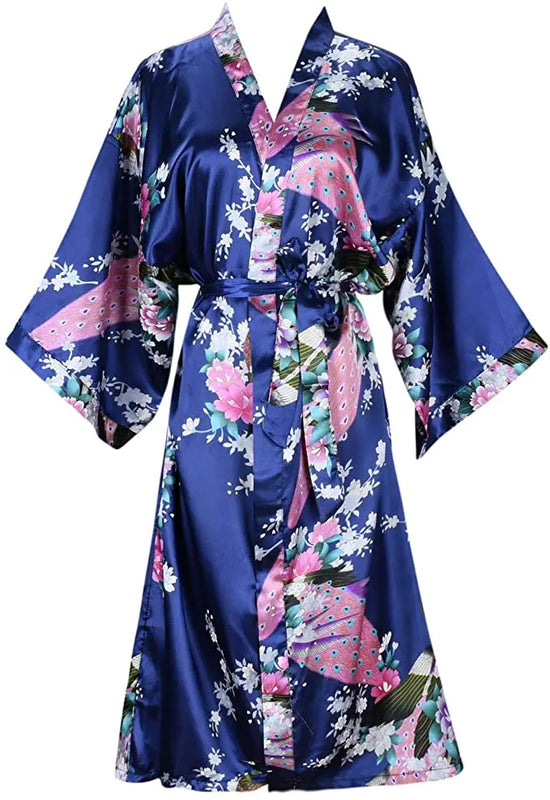 Silk Satin Wedding Bride Bridesmaid Robe Floral Bathrobe | SAMAG