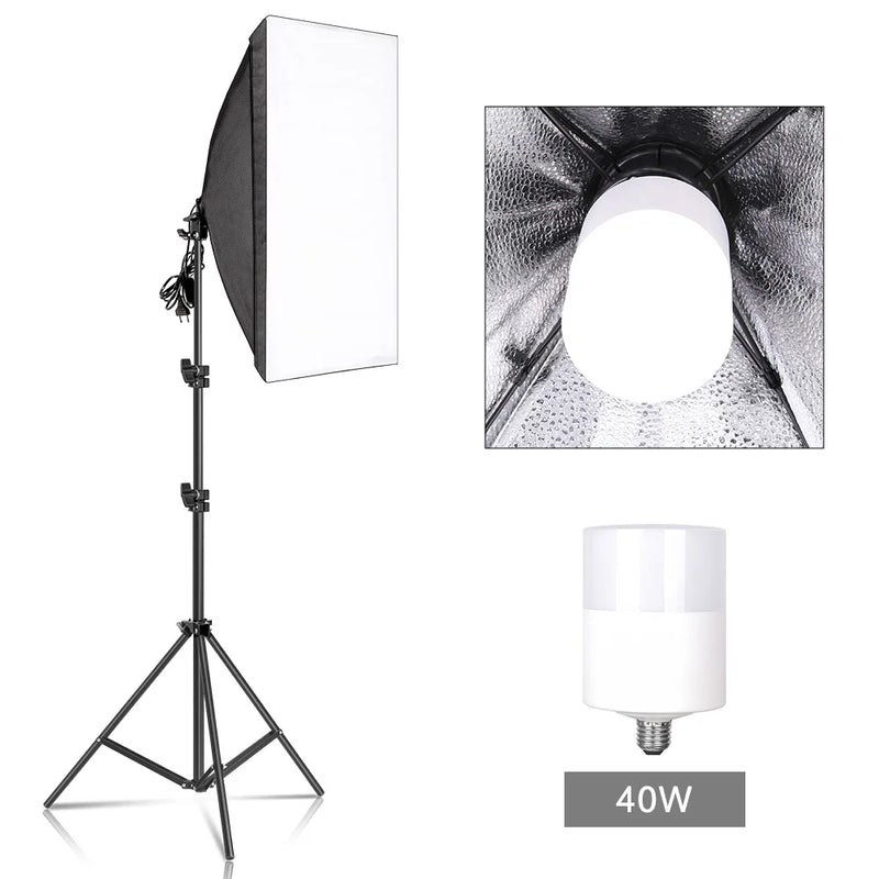 Photography 50x70CM Softbox Lighting Kits System Soft box Professional Continuous Light Use For Photo Studio Portrait Shooting