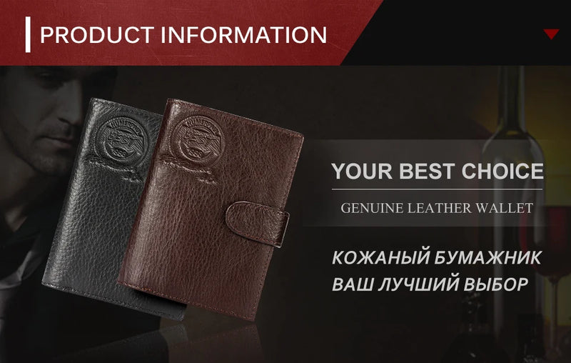 KAVIS Genuine Leather Wallet Men Passport Holder Coin Purse Magic Walet PORTFOLIO MAN Portomonee Mini Vallet Passport Cover