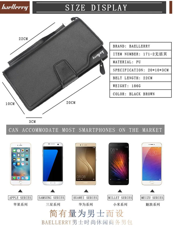 New Card Holder Men Wallets Business Long Design Quality Fashion Casual Men Purse Zipper Multi-function Wallets