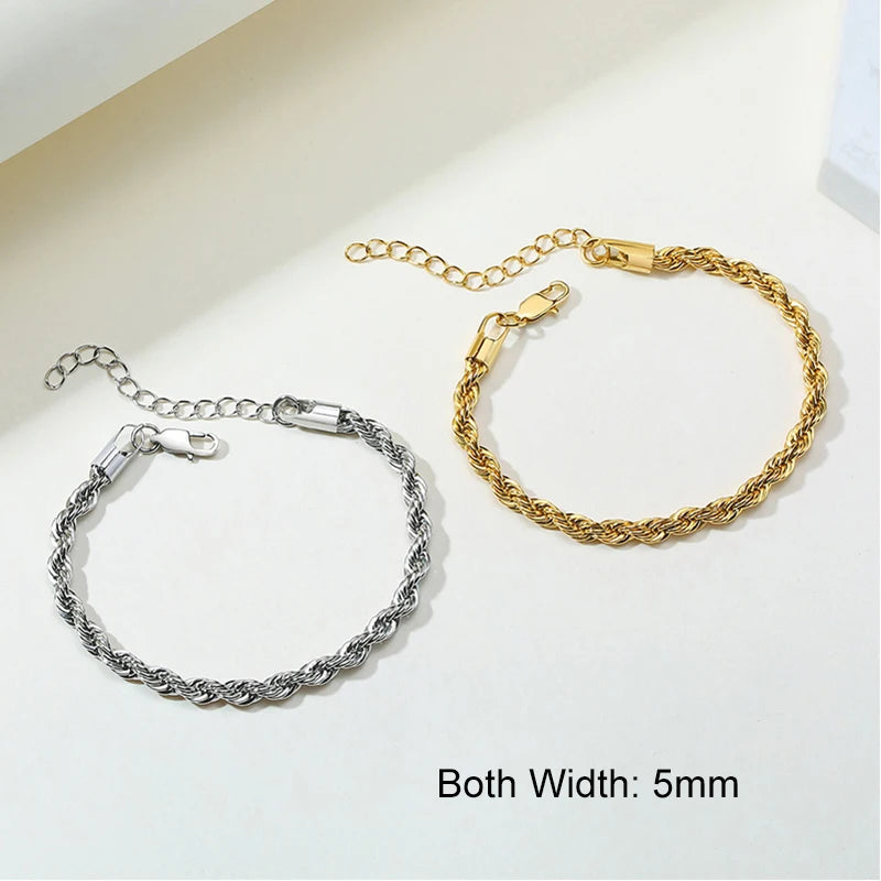 Vnox Charming Flash Twisted Rope Chain Bracelets for Women Lady, Stainless Steel Wrist Jewelry Length - Visuel 14 | SAMAG