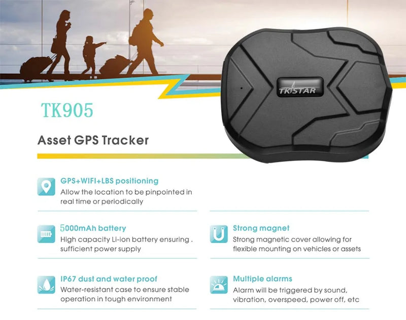 4G TKSTAR TK905 Car GPS Tracker 5000mAh 90 Days Standby GPS AGPS Dual Positioning Real Time Monitor Free Web APP Car Accessories
