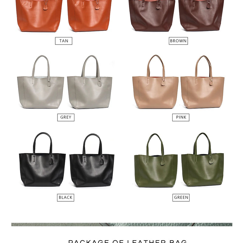 SC Luxury Brand Cow Leather Tote Bags Designer Cowhide Handbags Women Shoulder Bags Fashion Female Large Capacity Liner Bag