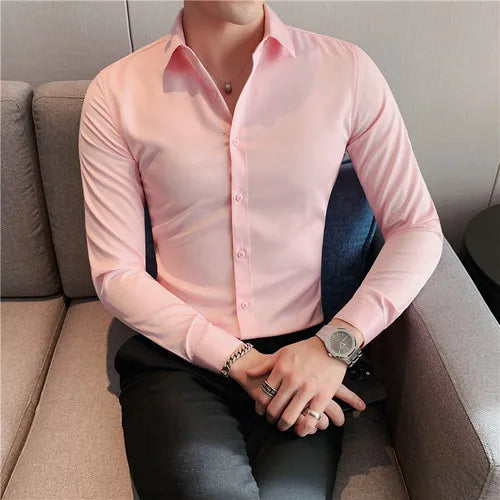 Plus Size S-7XL Men Dress Shirt Autumn Long Sleeve Solid | SAMAG