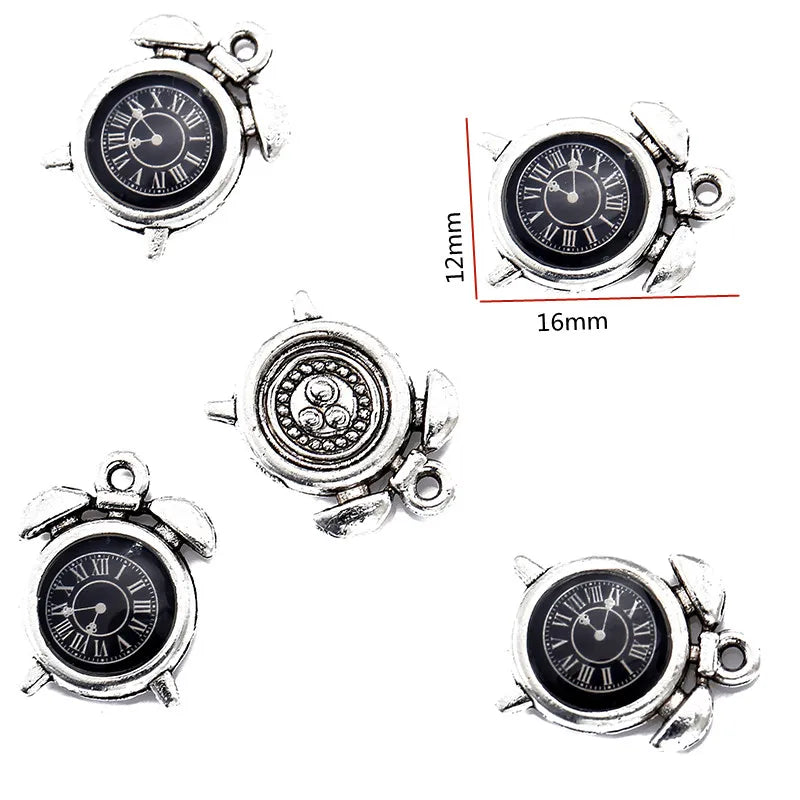 10 pcs Enamel charms antique bronze metal watch pendants fit diy necklace bracelet charms for Jewelry making W80