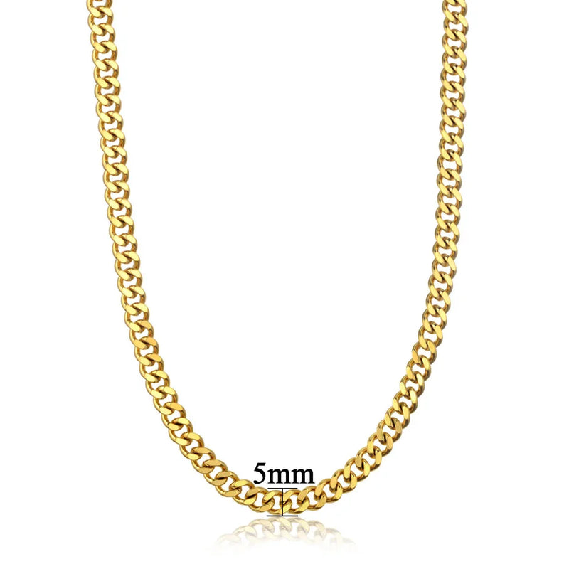 Hiphop Heavy Cuban Link Chains Necklaces Male Gold Color Stainless Steel Long Neck Necklace For Men Women Jewelry 2023 Collares