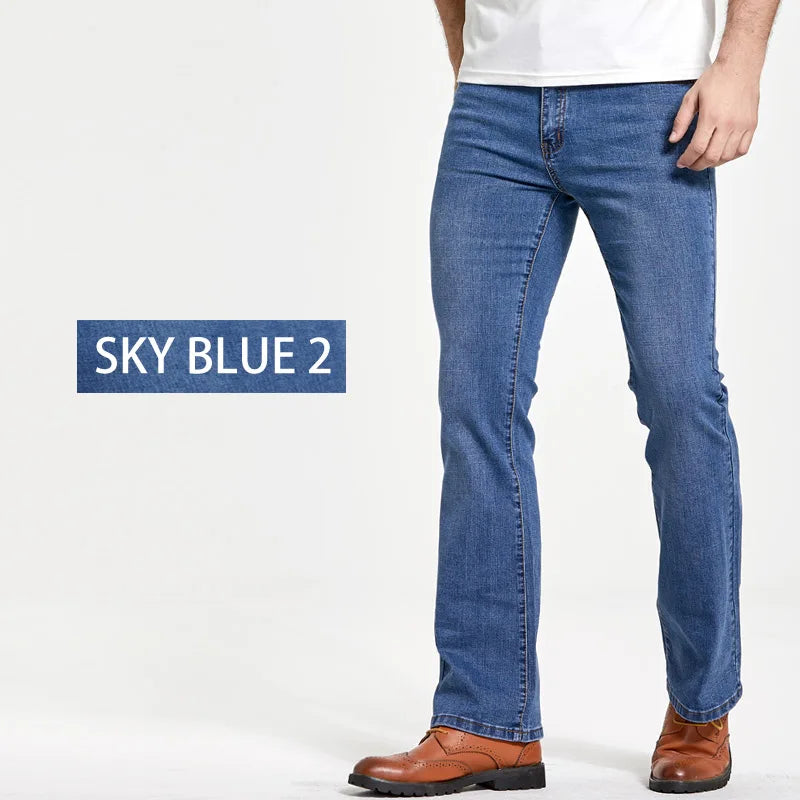 Men's Boot Cut Jeans Slightly Flared Slim Fit Blue Black | SAMAG