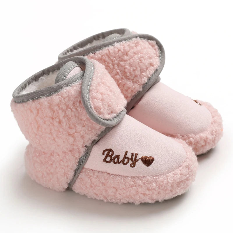 PINK Super Cute Winter Snow Baby Boots Cute Bear Warm Booties For Kids Soft Sole Infant Newborn Toddler Baby Girl Shoes