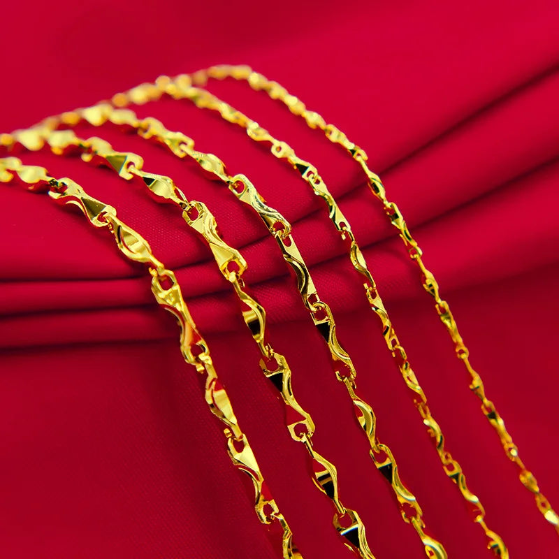 Real 18K Gold Necklace for Women Men Fine Jewelry Pure Chain Genuine Solid for Women Wedding Luxury