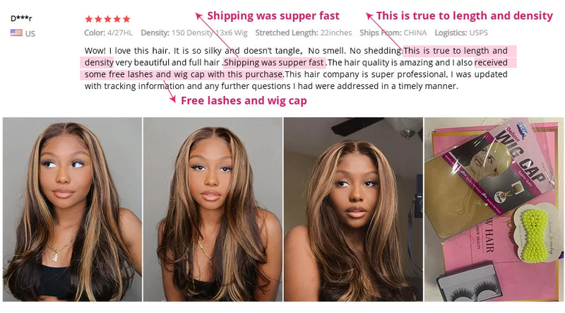 Honey Blonde Body Wave Lace Frontal Wig 27# Colored Pre Plucked 100% Human Hair Wigs Transparent Lace Closure Wig Human Hair