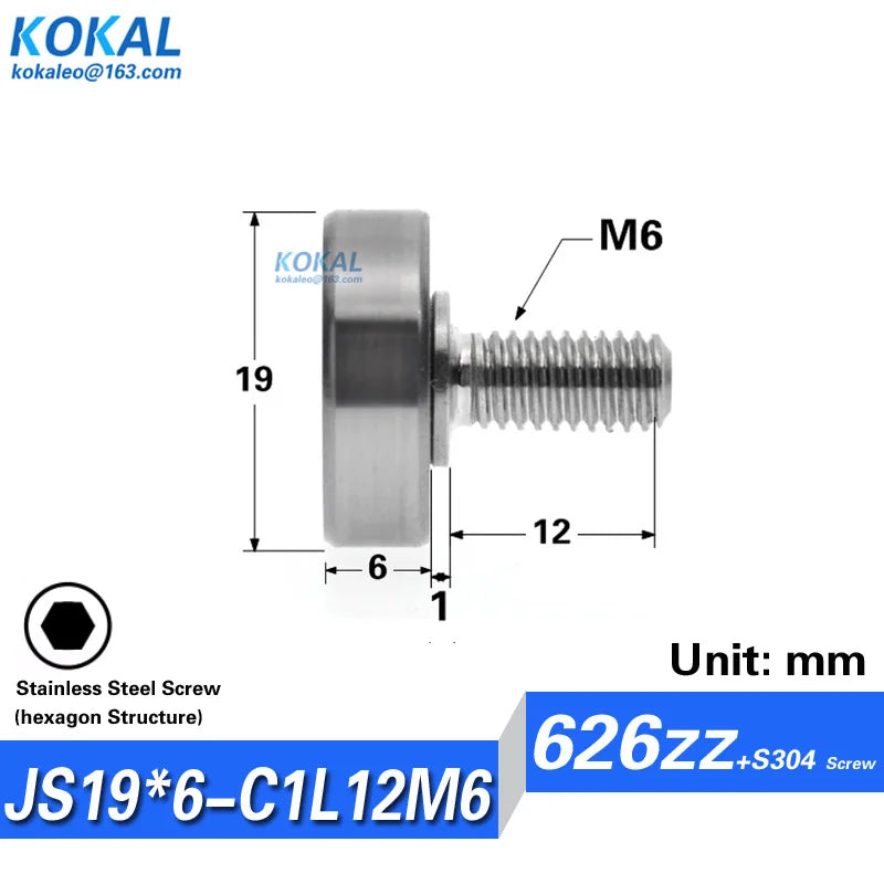 1pcs Screw Bearing M3/M4/M5/M6 SUS304 Stainless Shaft Ball NTBG BJL01 External Thread 608/626/6000 - Visuel 14 | SAMAG